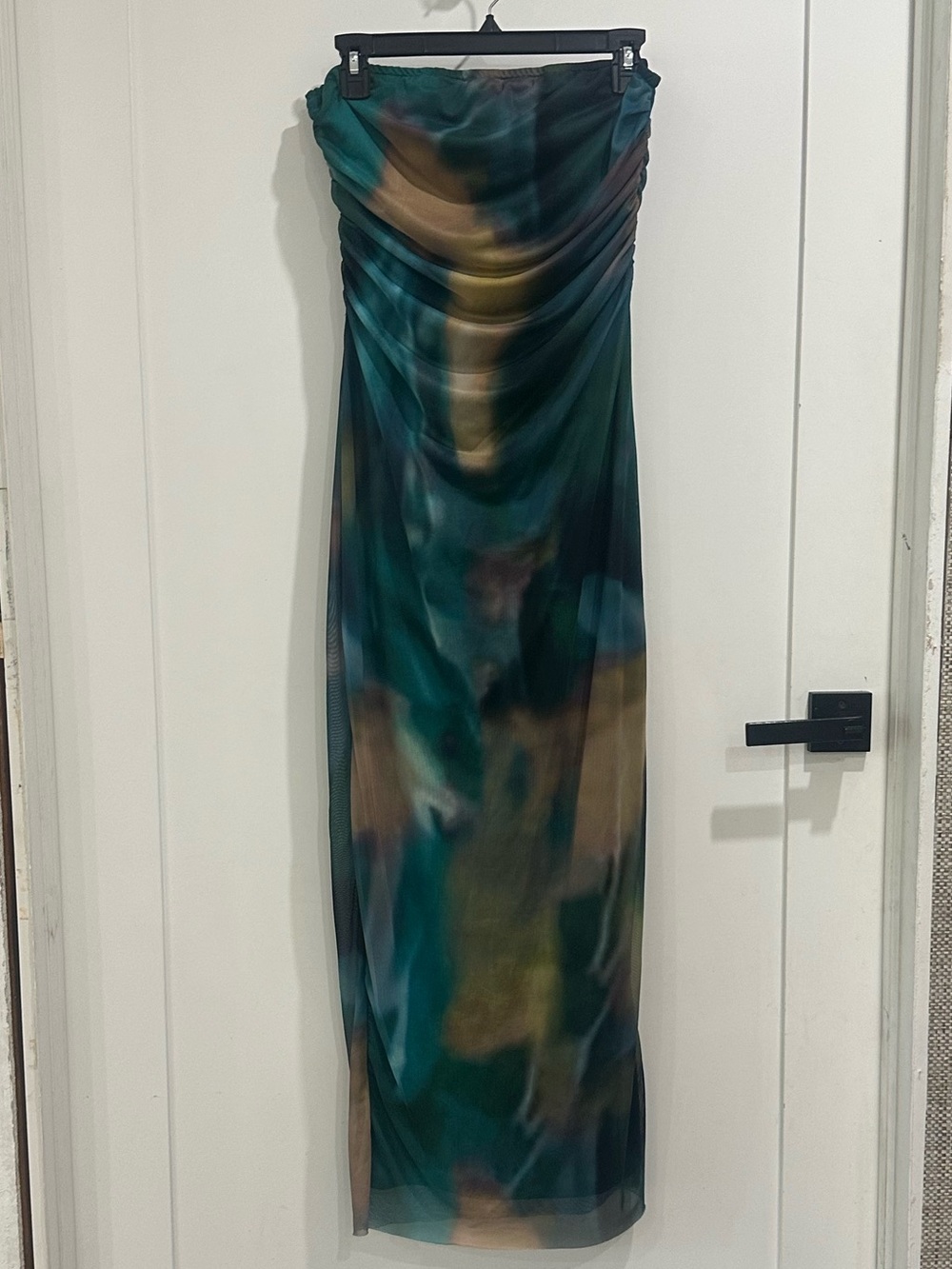 SHEIN Teal Green and Brown Ombre Sheer Maxi Dress L